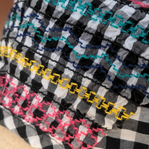 3/$15 Madewell women's blouse black white gingham puff sleeve sz med EUC - Picture 6 of 9